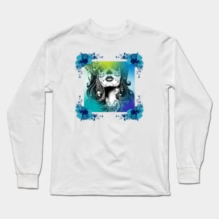 Geometric Floral Day of the Dead Long Sleeve T-Shirt